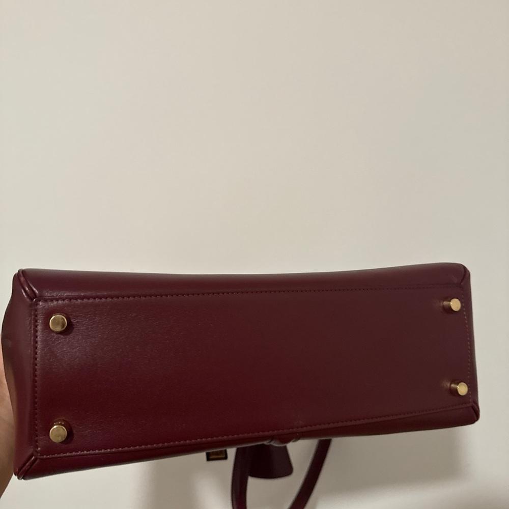 Elegant Burgundy Leather Handbag- celine sac 16 large - Picture 3 of 10